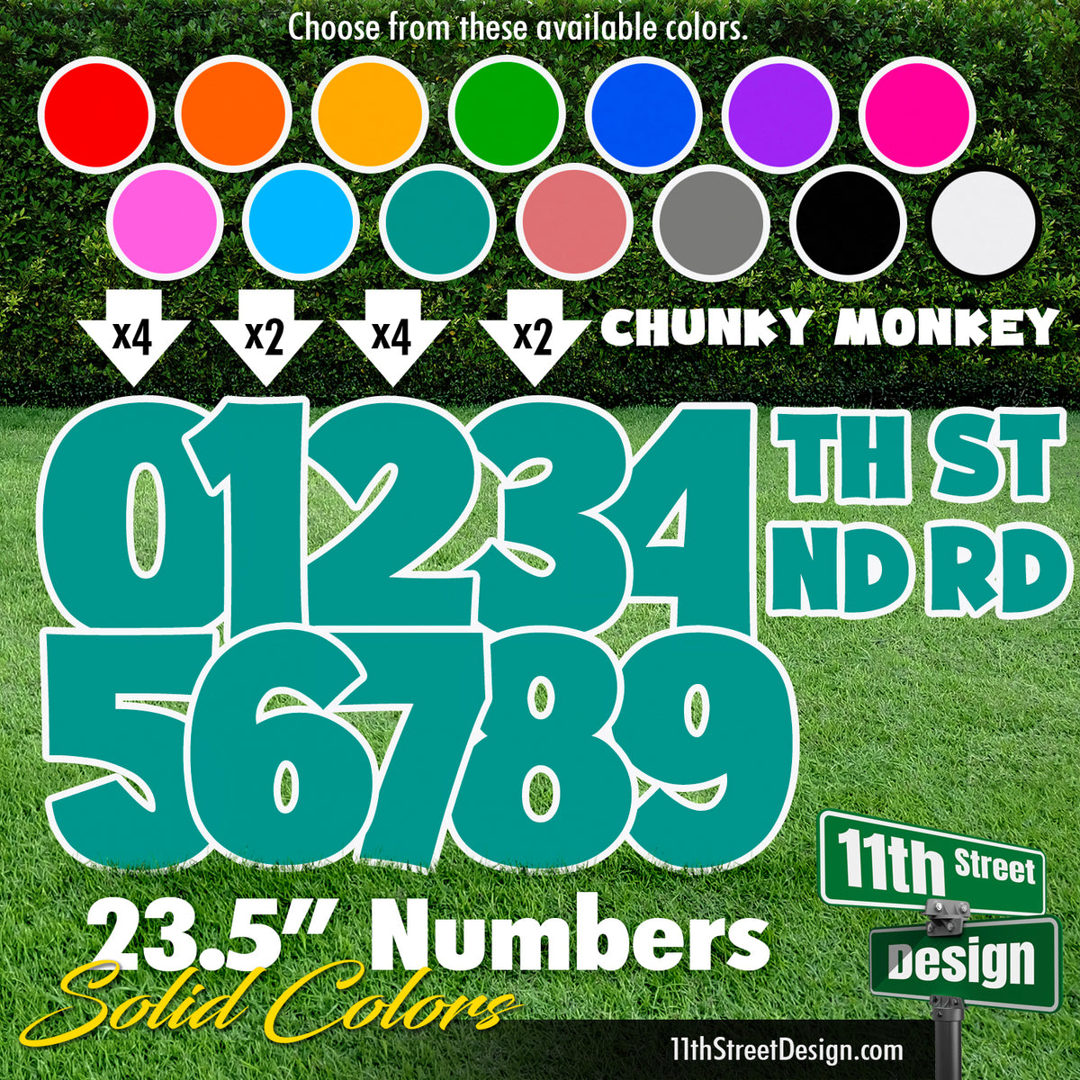 Solid Color 23.5&quot; Chunky Monkey Numbers Yard Card Set