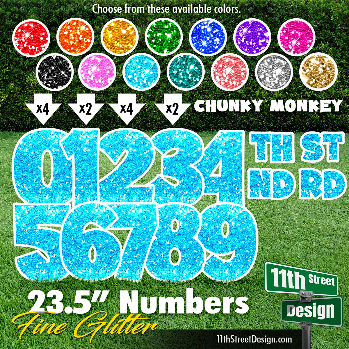 Fine Glitter 23.5&quot; Chunky Monkey Numbers Yard Card Set