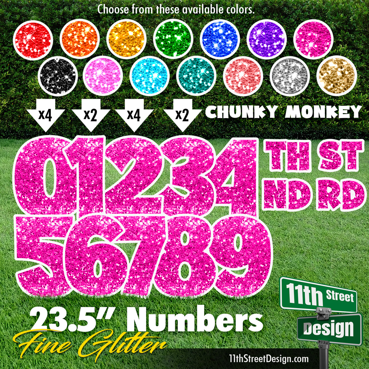 Fine Glitter 23.5&quot; Chunky Monkey Numbers Yard Card Set