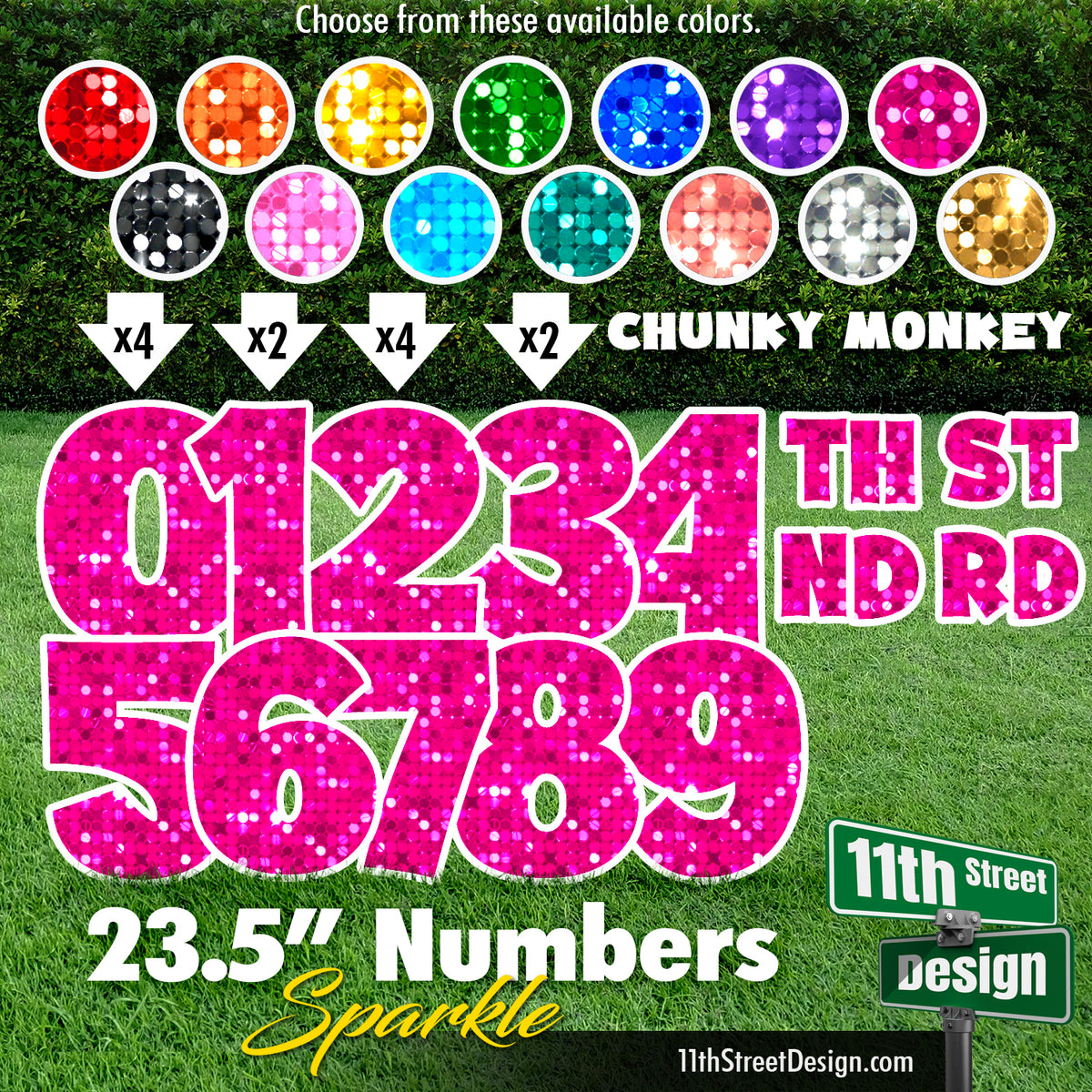 Sparkle 23.5&quot; Chunky Monkey Numbers Yard Card Set