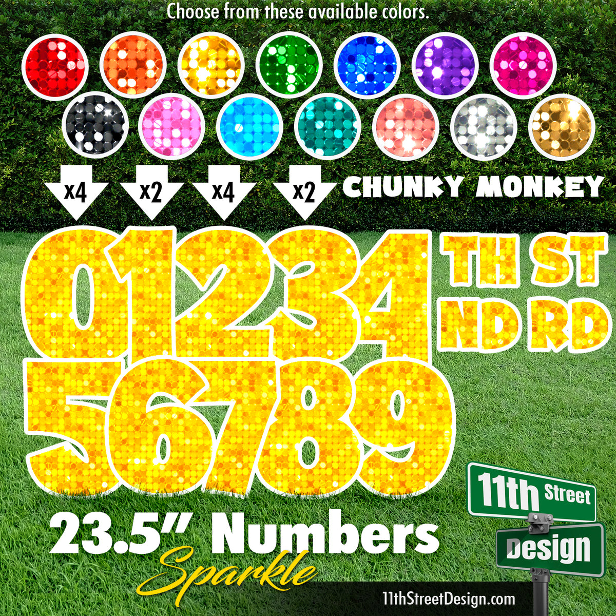Sparkle 23.5&quot; Chunky Monkey Numbers Yard Card Set