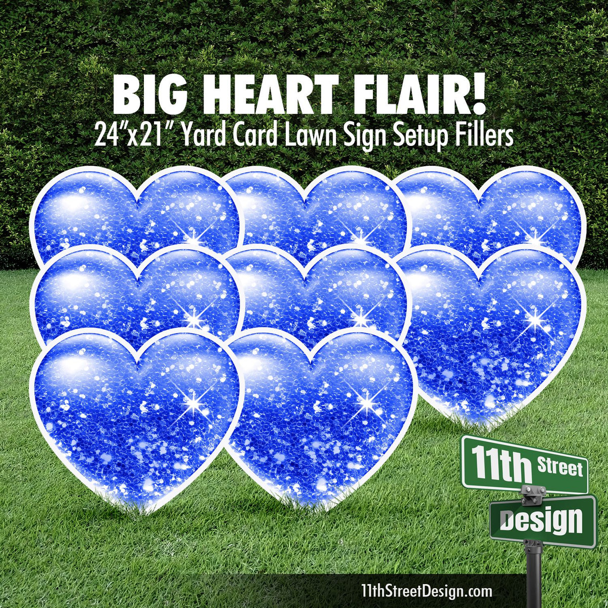 Celebration Flair Hearts - Blue Glitter