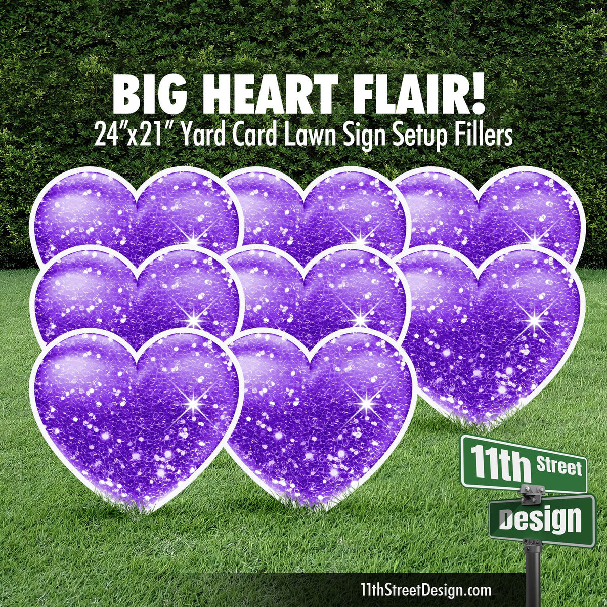 Celebration Flair Hearts - Purple Glitter