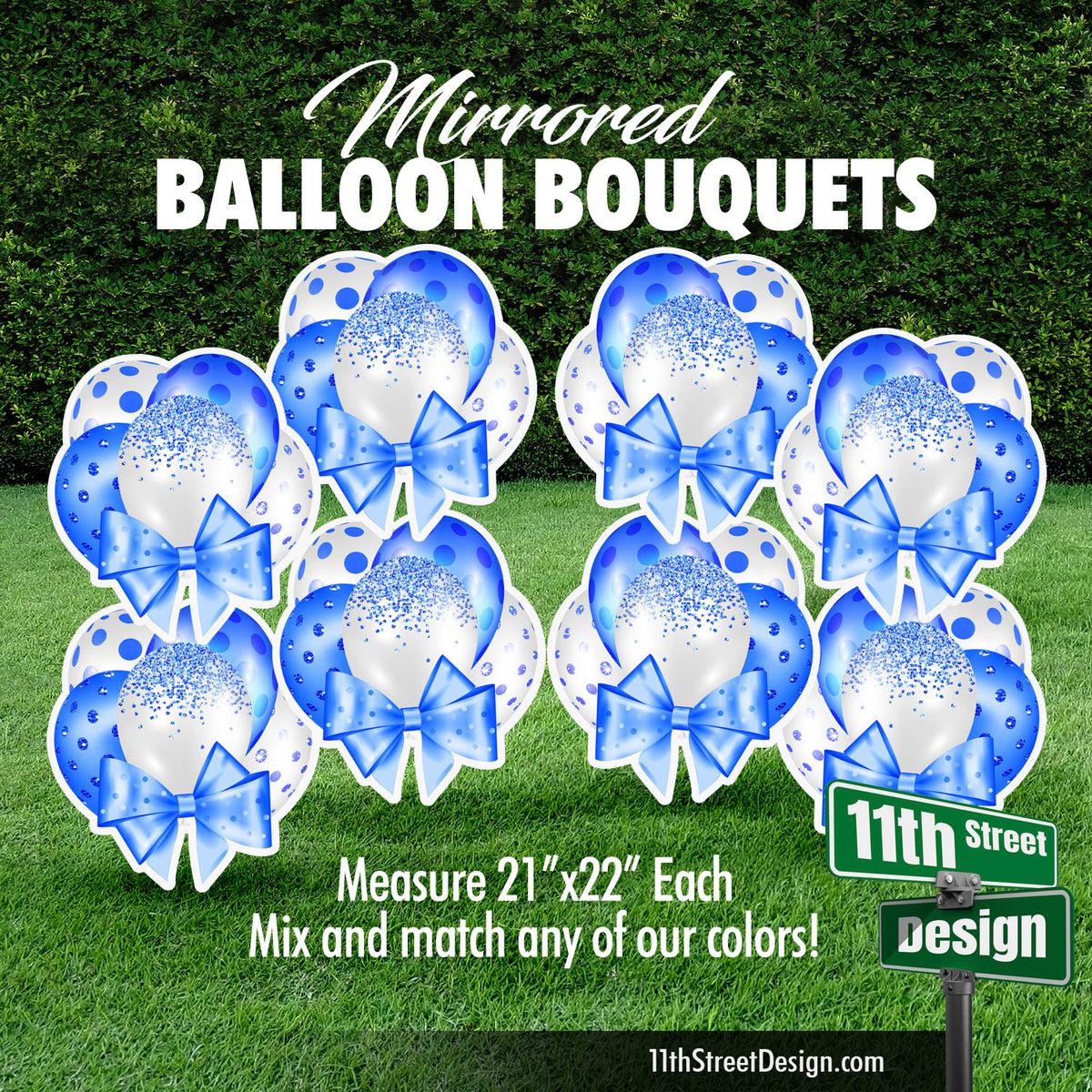 Blue Mini Mirrored Balloon Bouquets Set