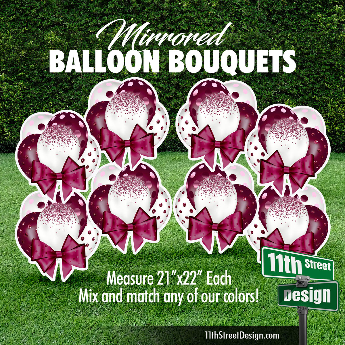 Burgundy Mini Mirrored Balloon Bouquets Set