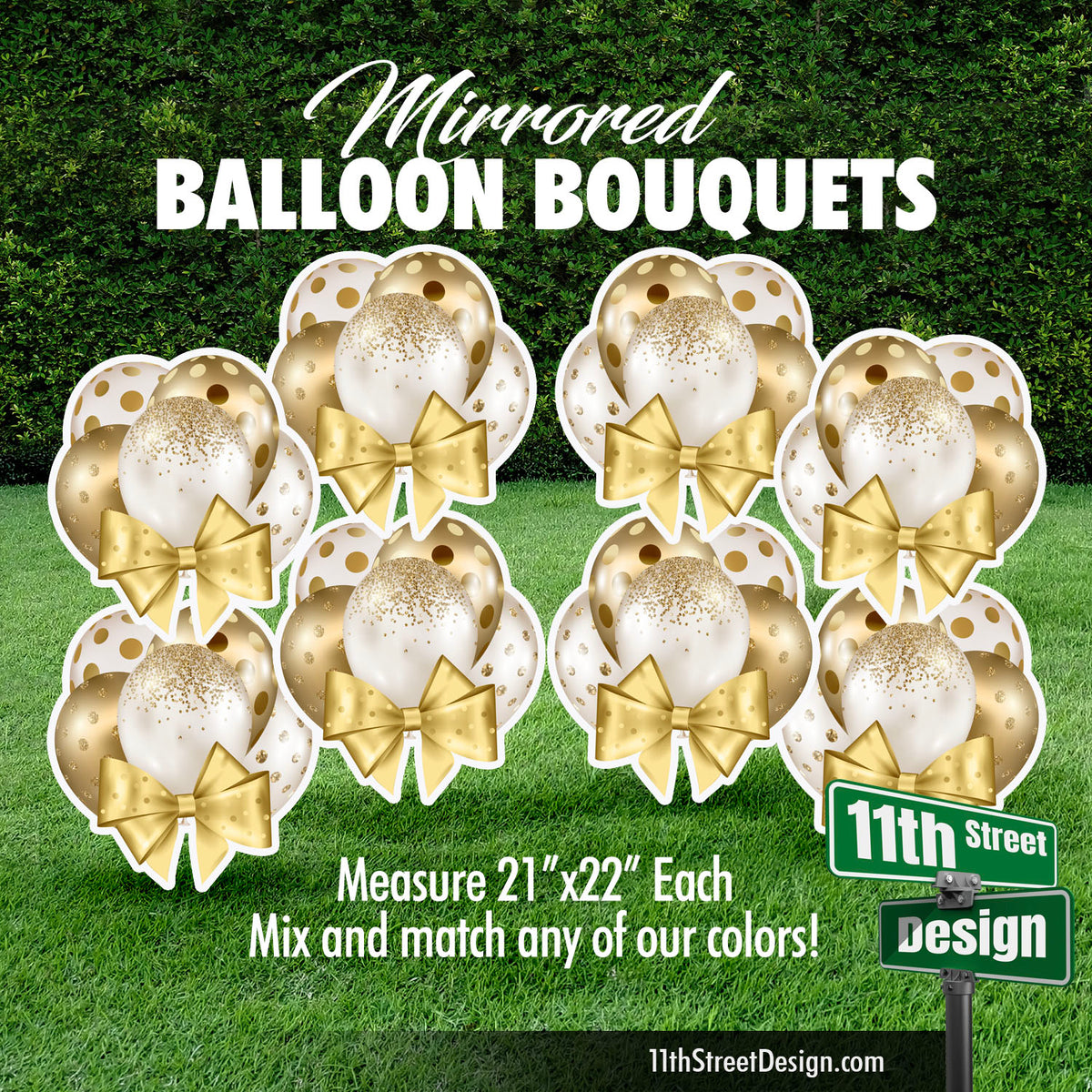 Gold Mini Mirrored Balloon Bouquets Set
