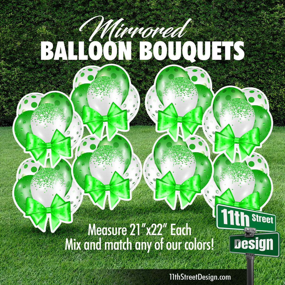 Green Mini Mirrored Balloon Bouquets Set