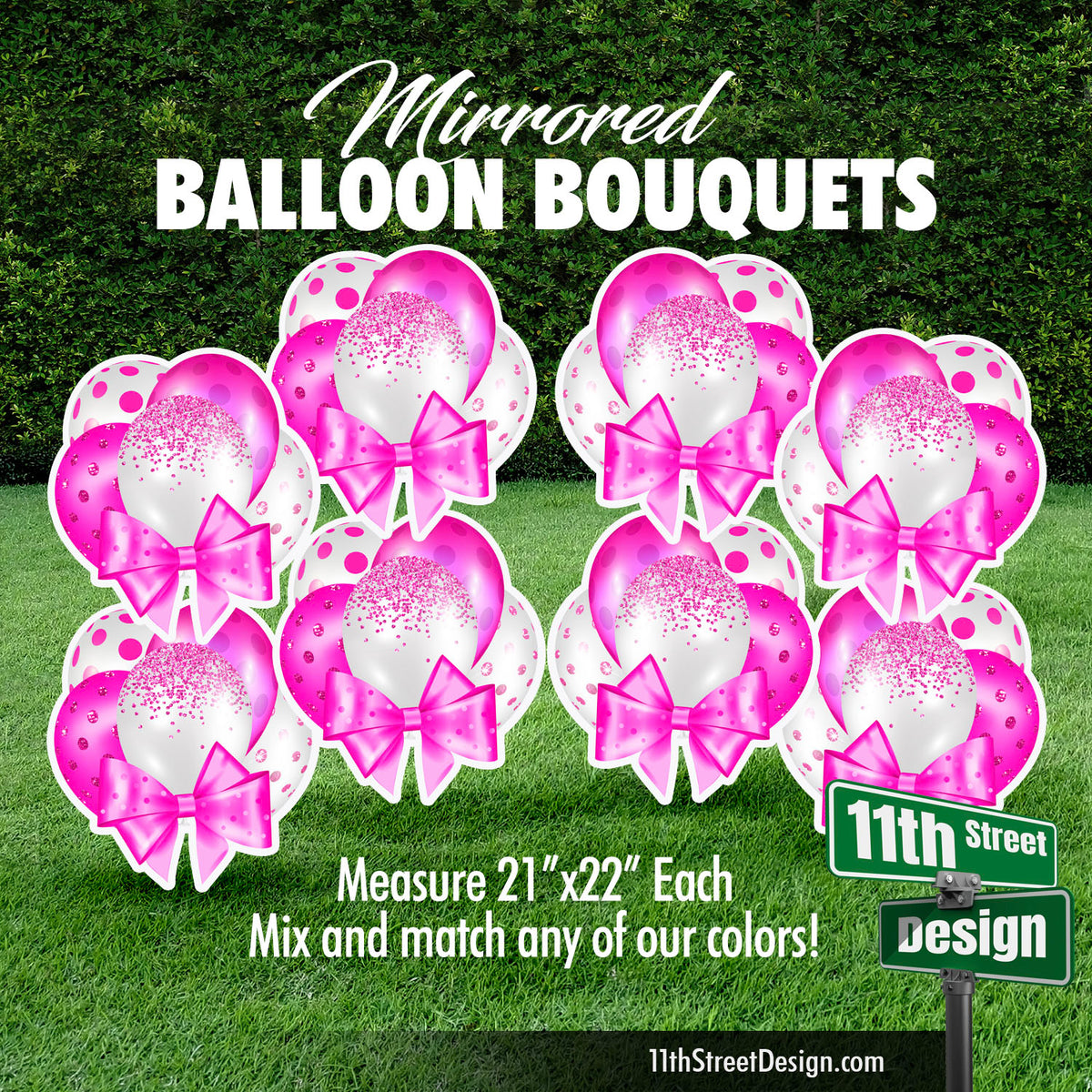 Hot Pink Mini Mirrored Balloon Bouquets Set