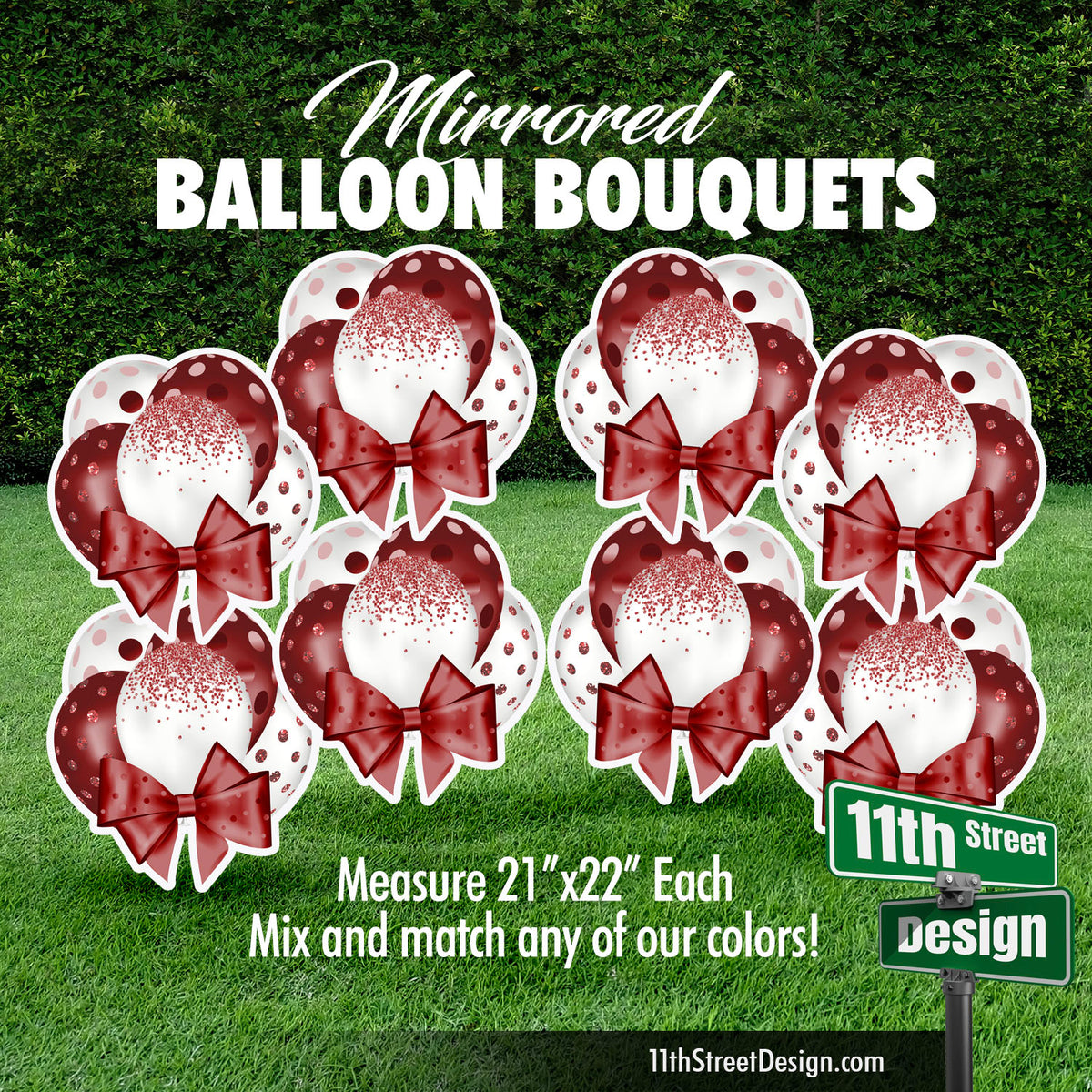 Maroon Mini Mirrored Balloon Bouquets Set