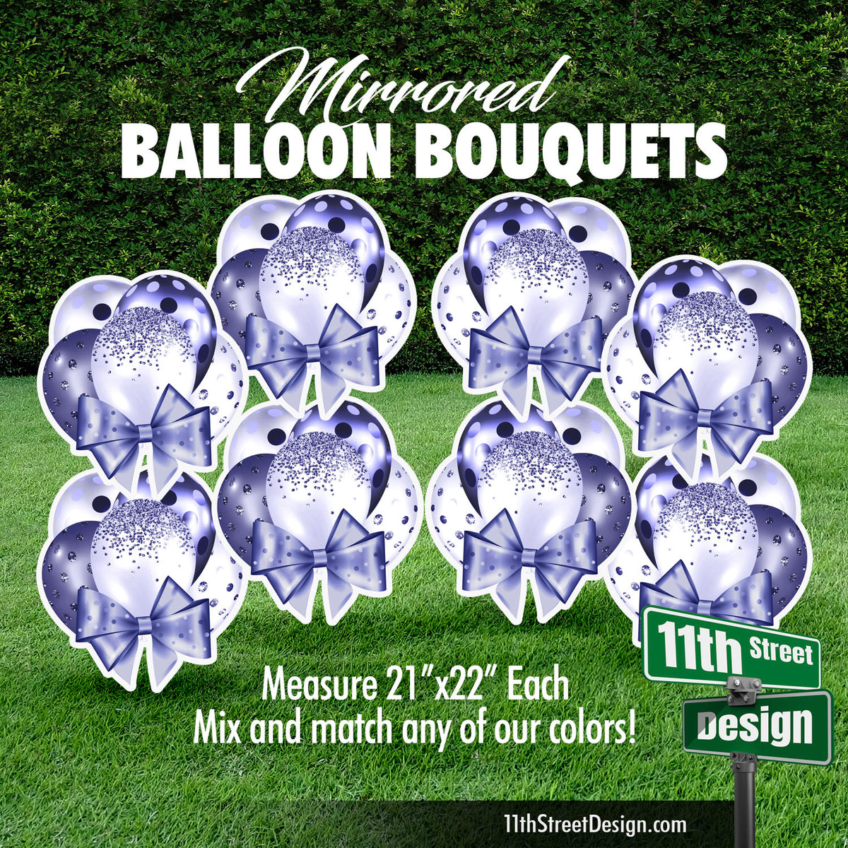 Navy Mini Mirrored Balloon Bouquets Set