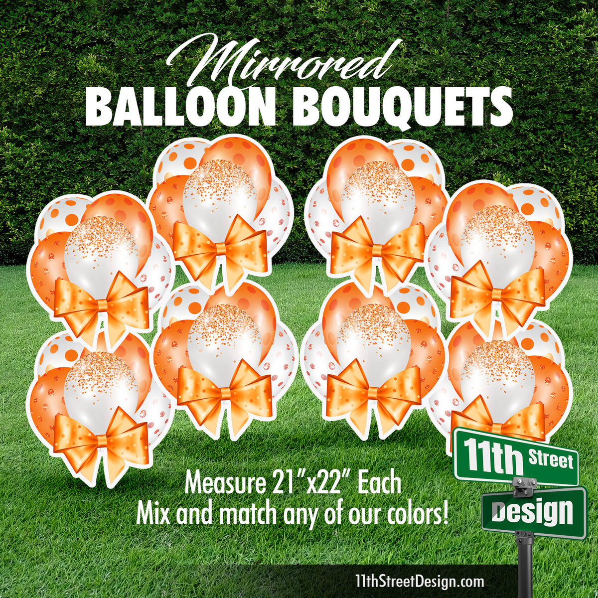 Orange Mini Mirrored Balloon Bouquets Set