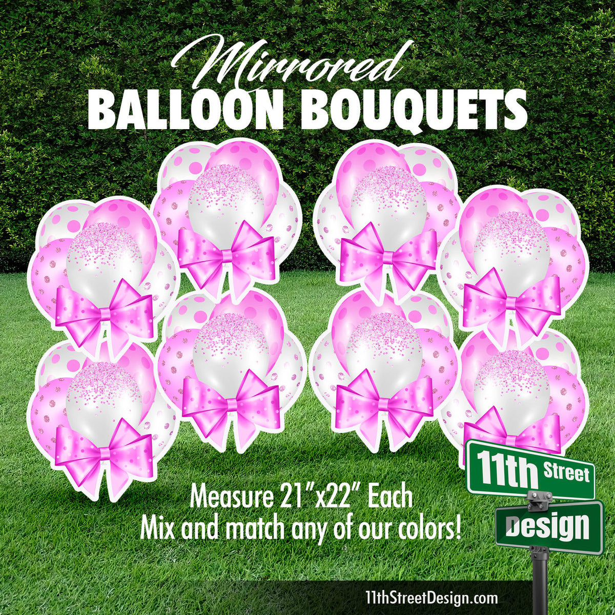 Pink Mini Mirrored Balloon Bouquets Set