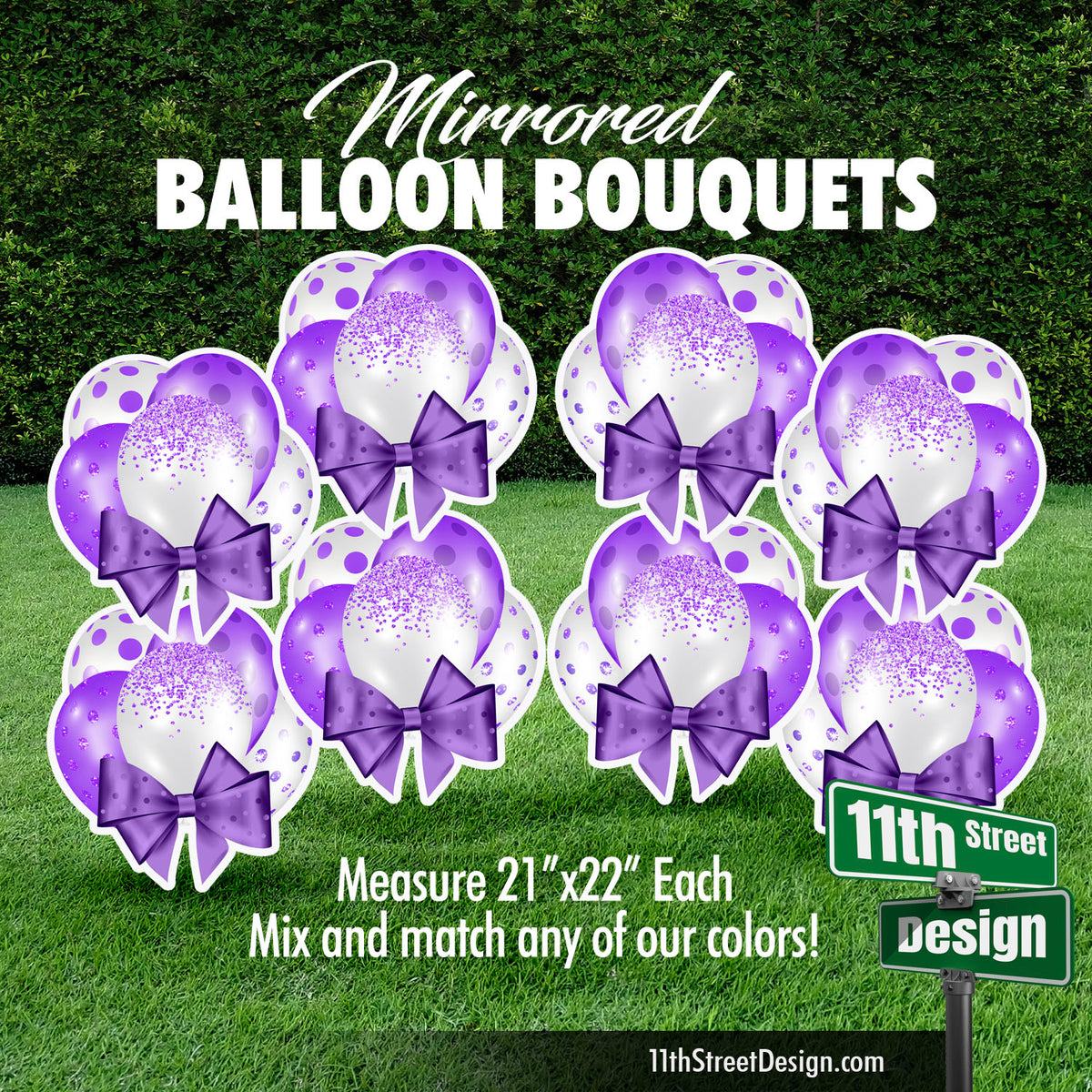 Purple Mini Mirrored Balloon Bouquets Set