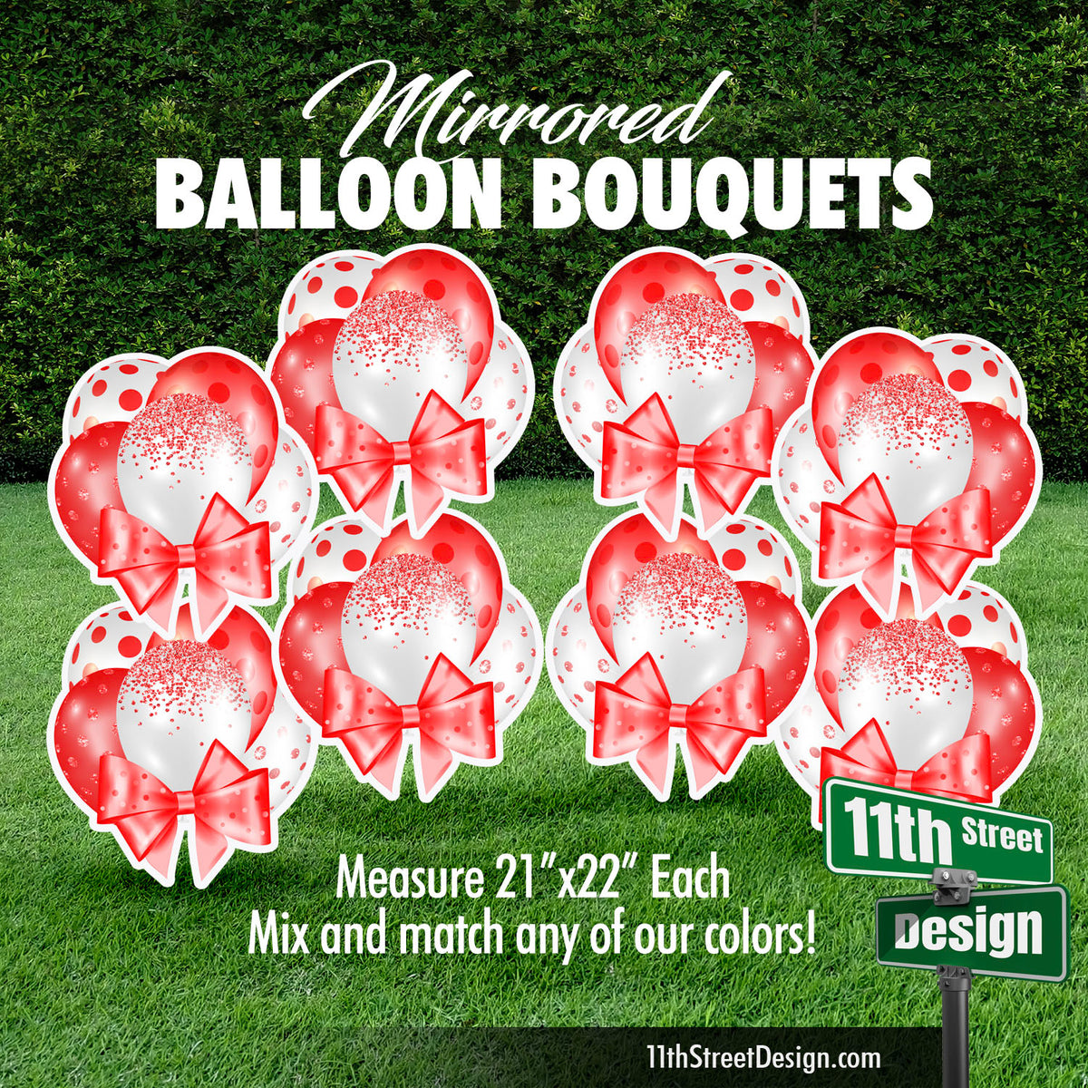 Red Mini Mirrored Balloon Bouquets Set