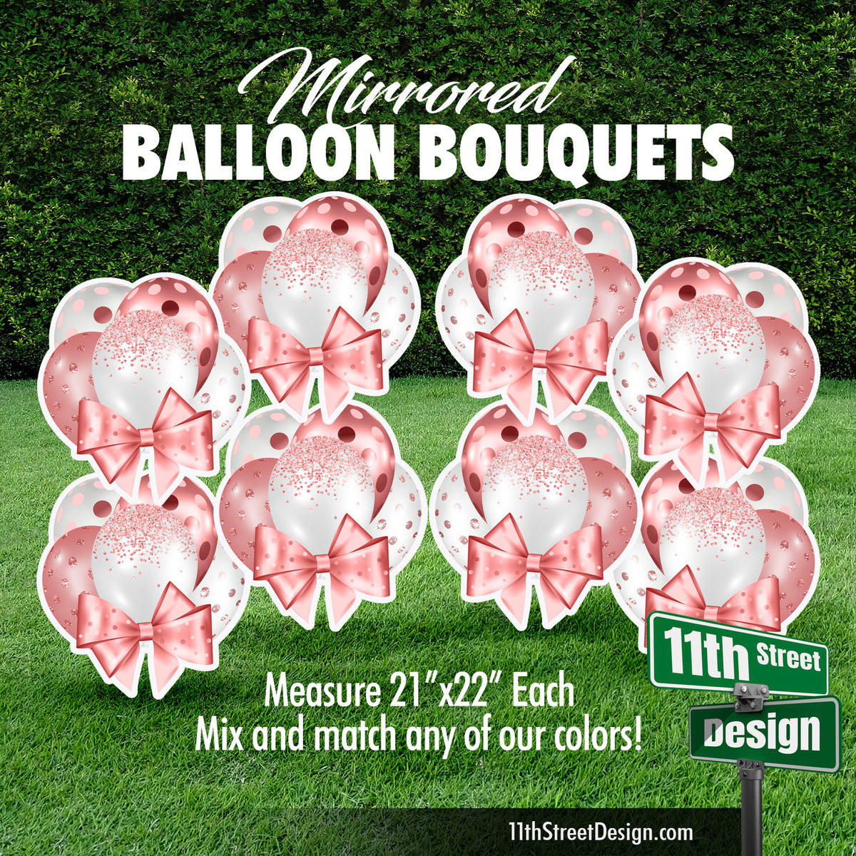 Rose Gold Mini Mirrored Balloon Bouquets Set