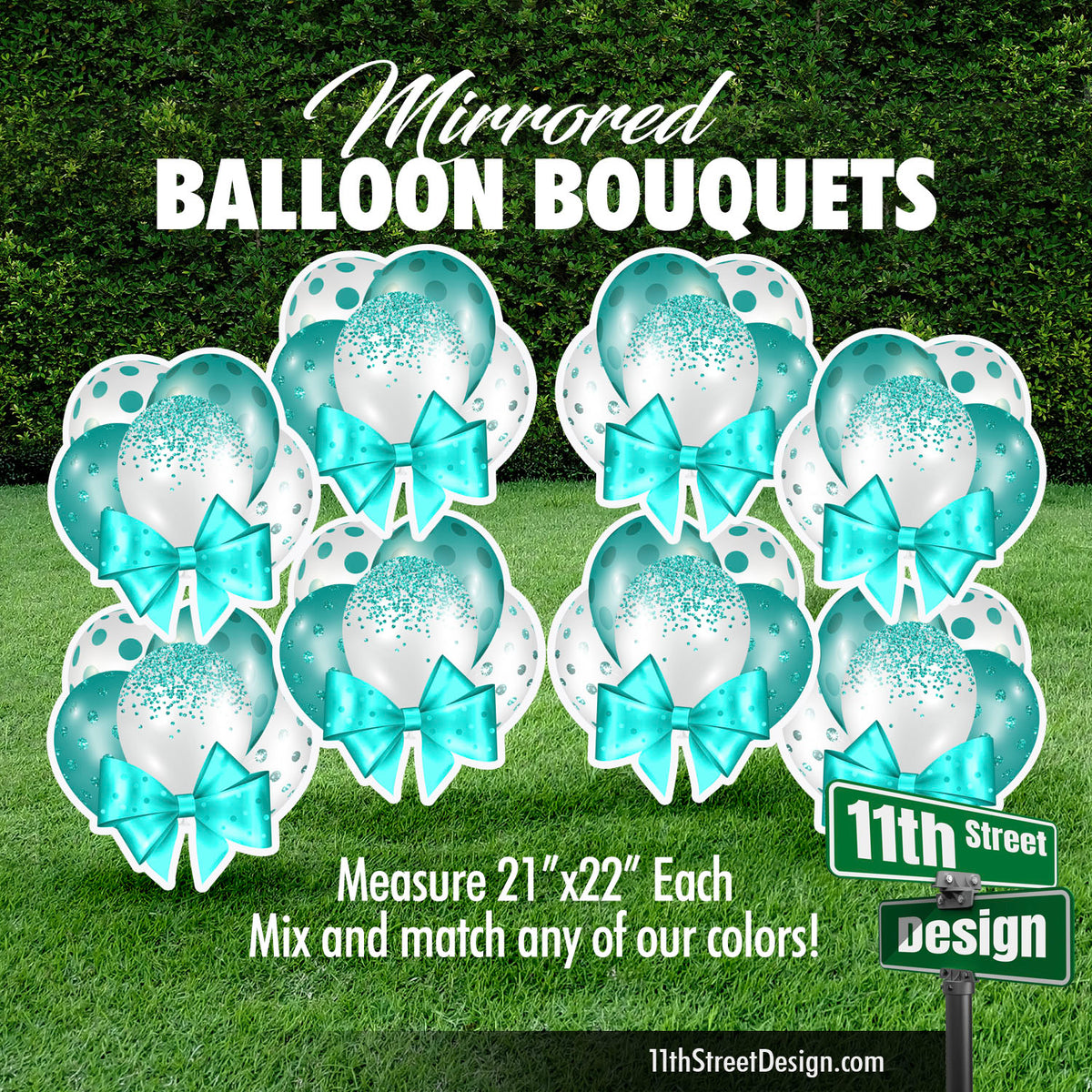 Teal Mini Mirrored Balloon Bouquets Set