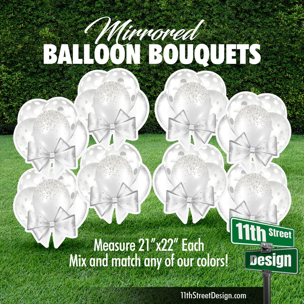 White Mini Mirrored Balloon Bouquets Set