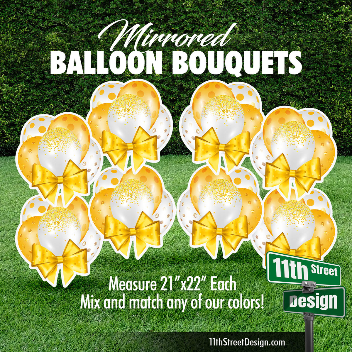 Yellow Mini Mirrored Balloon Bouquets Set