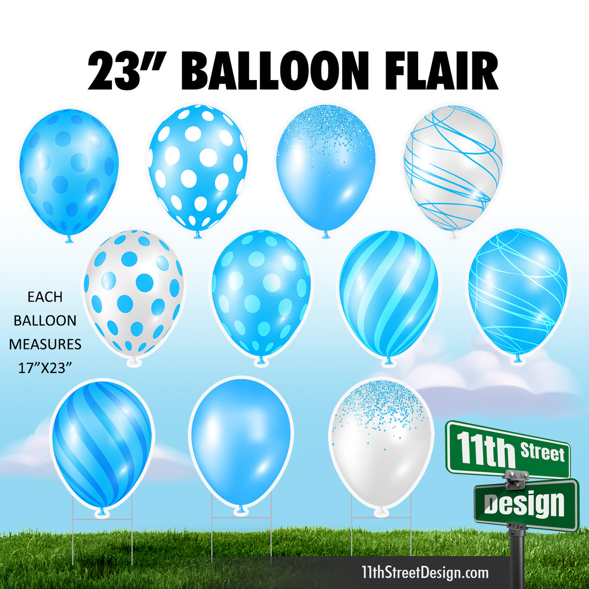 Balloon Singles Set - Baby Blue