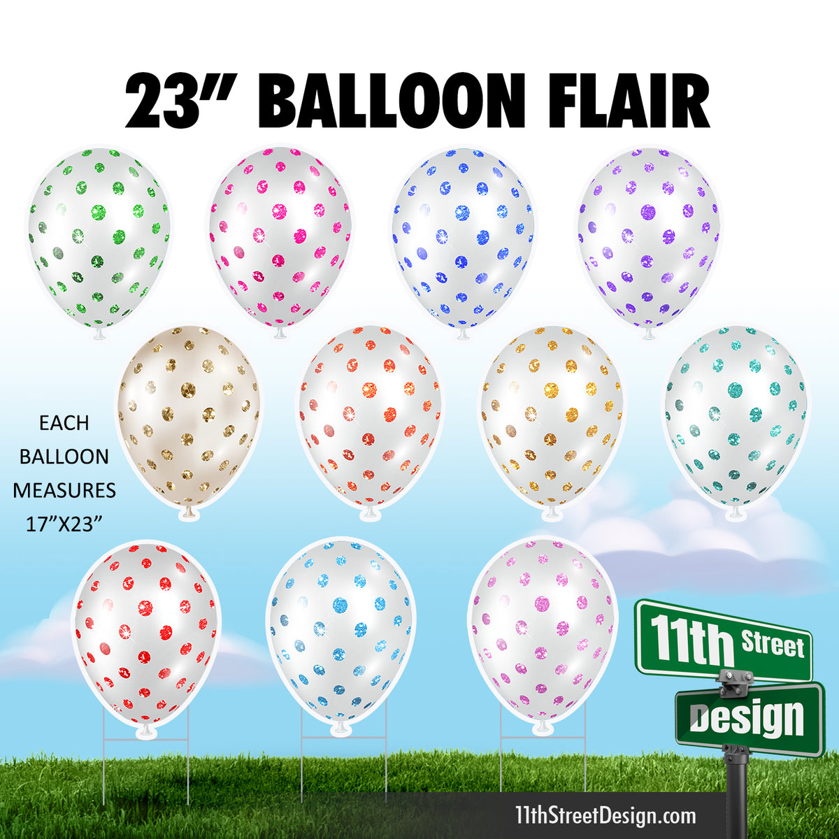 Balloon Singles Set - Glitter Polka Dots