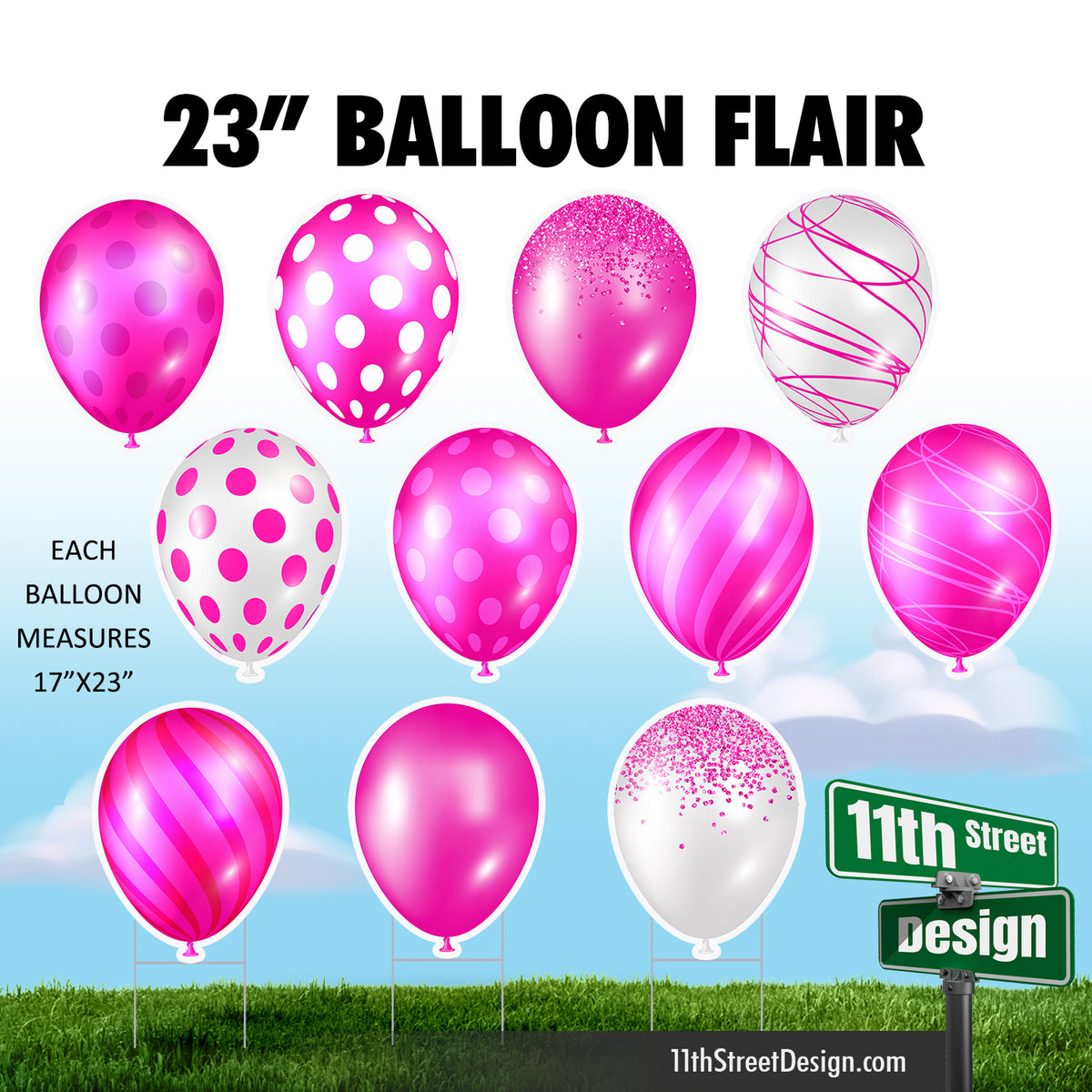 Balloon Singles Set - Hot Pink