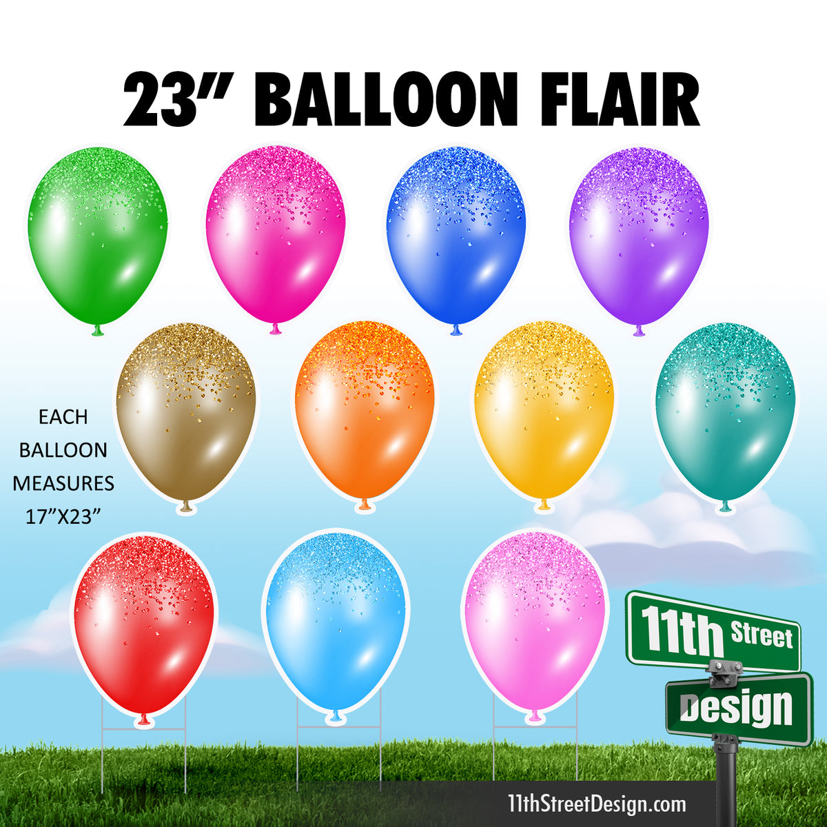 Balloon Singles Set - Glitter Top
