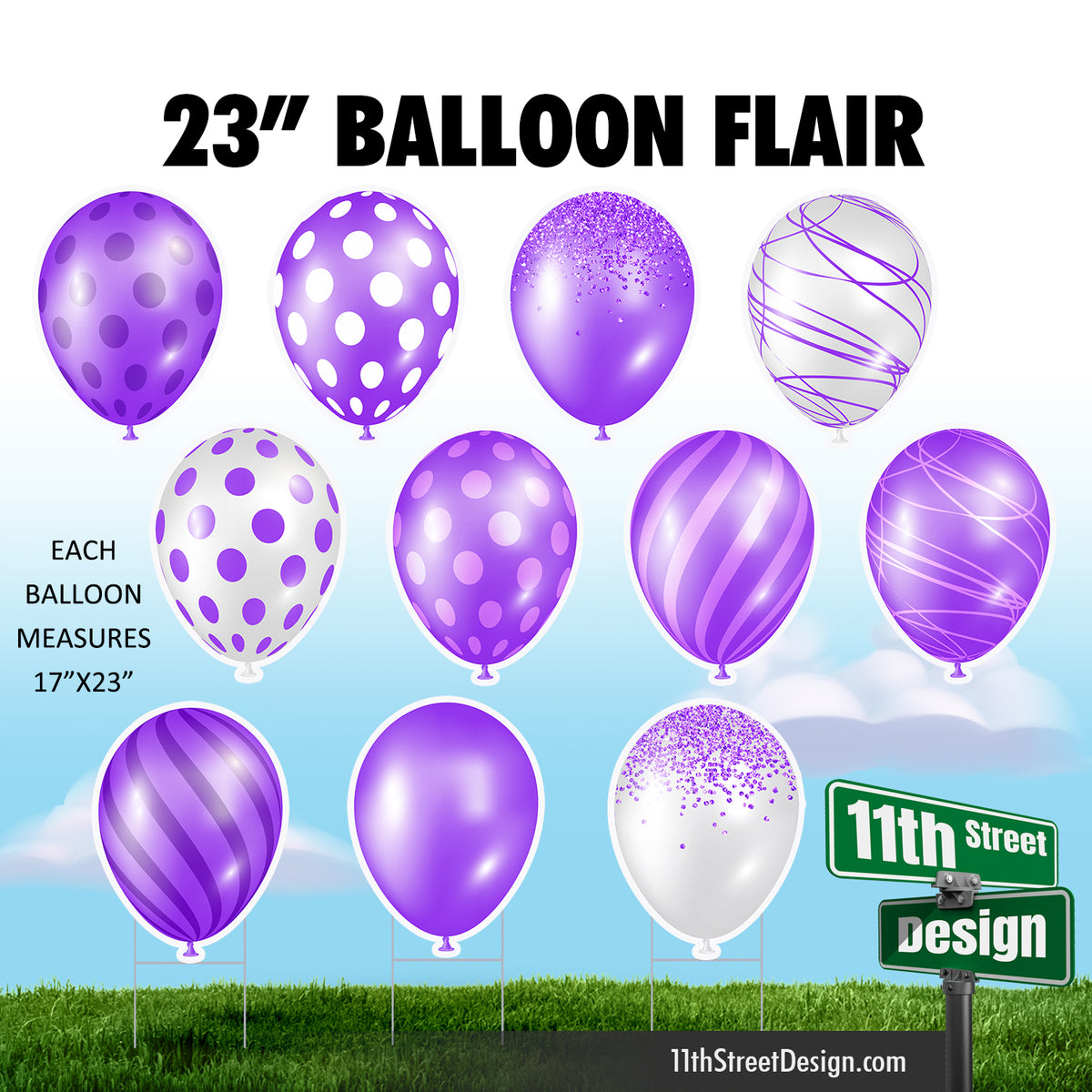 Balloon Singles Set - Purple