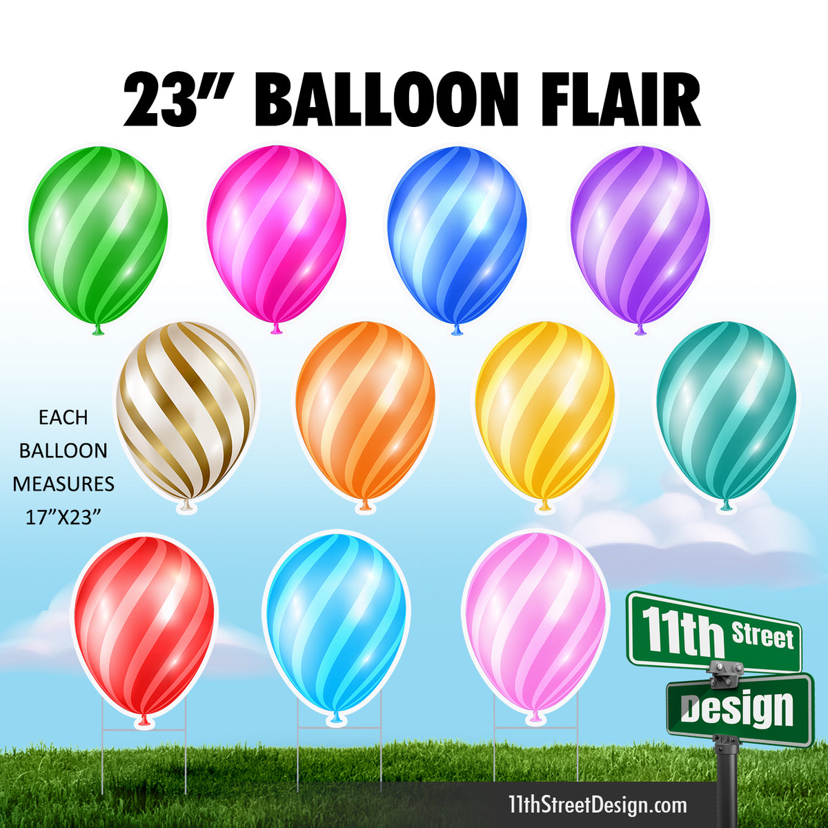 Balloon Singles Set - Stripes Light