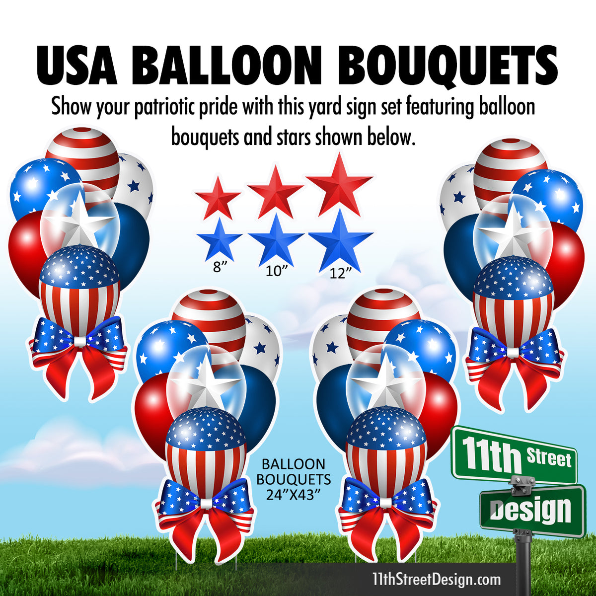 USA Balloon Bouquets Set