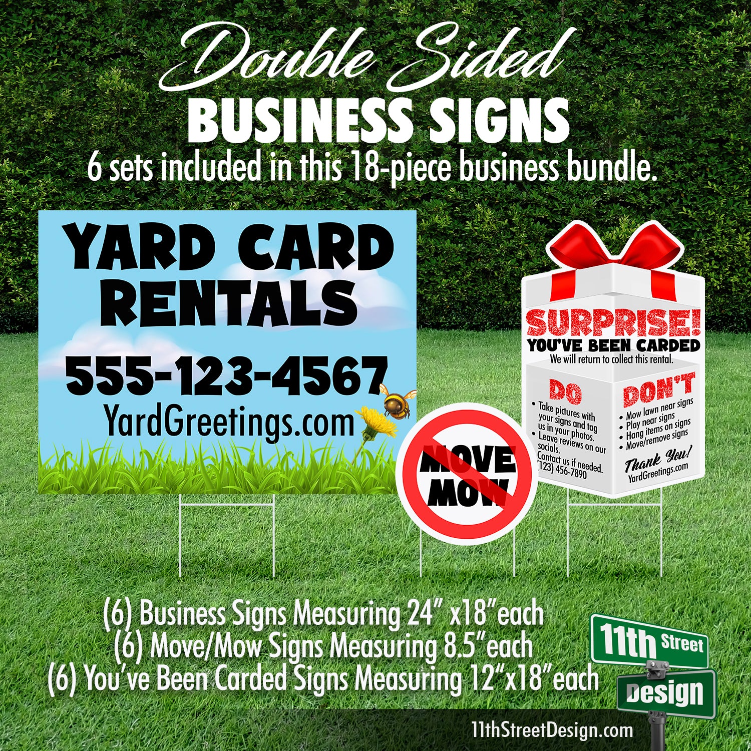 11th Street Design | Yard Card Set | Yard Card Business Sign Bundle