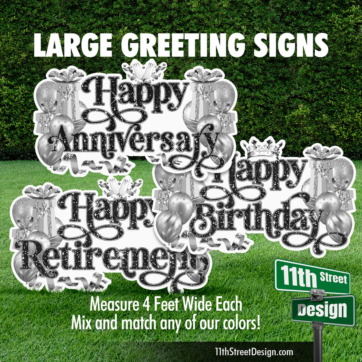 Multi Occasion Large Greeting Signs - Anniversary, Retirement, Happy Birthday - Celebration Flair