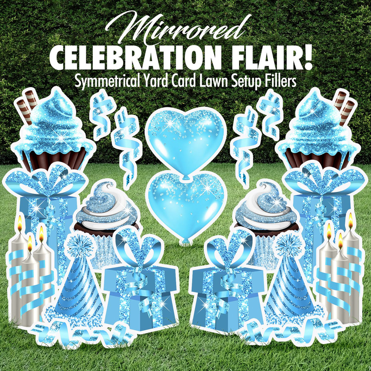 Mirrored Celebration Flair Set - Baby Blue Glitter