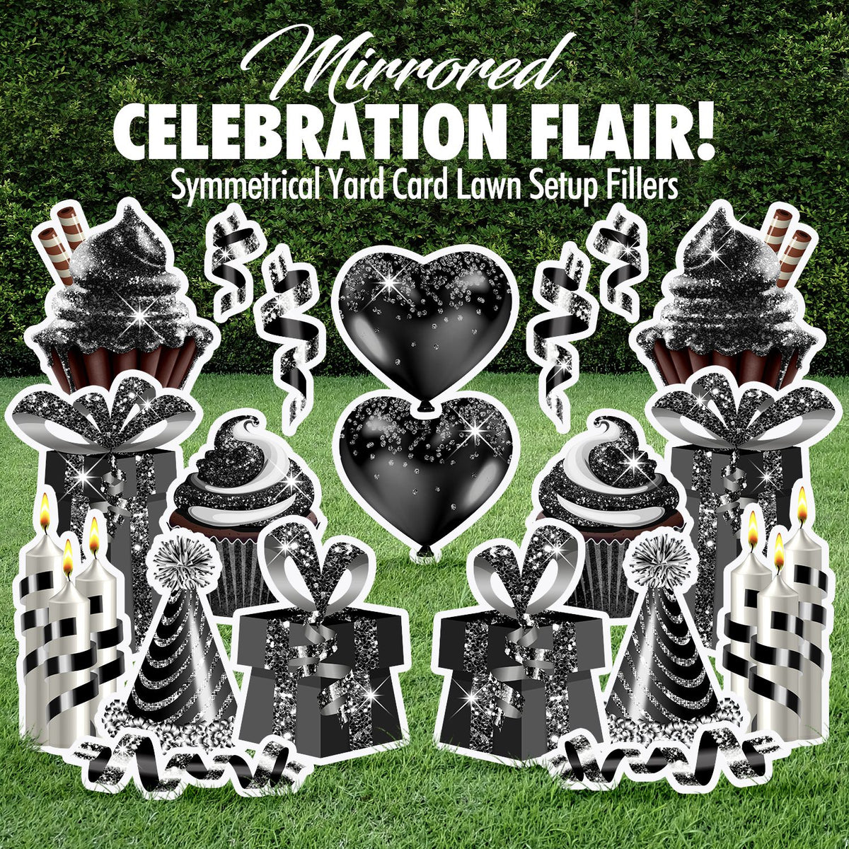 Mirrored Celebration Flair Set - Black Glitter