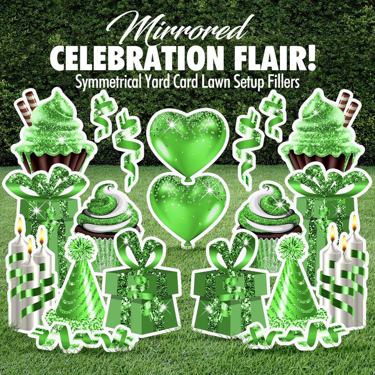 Mirrored Celebration Flair Set - Green Glitter