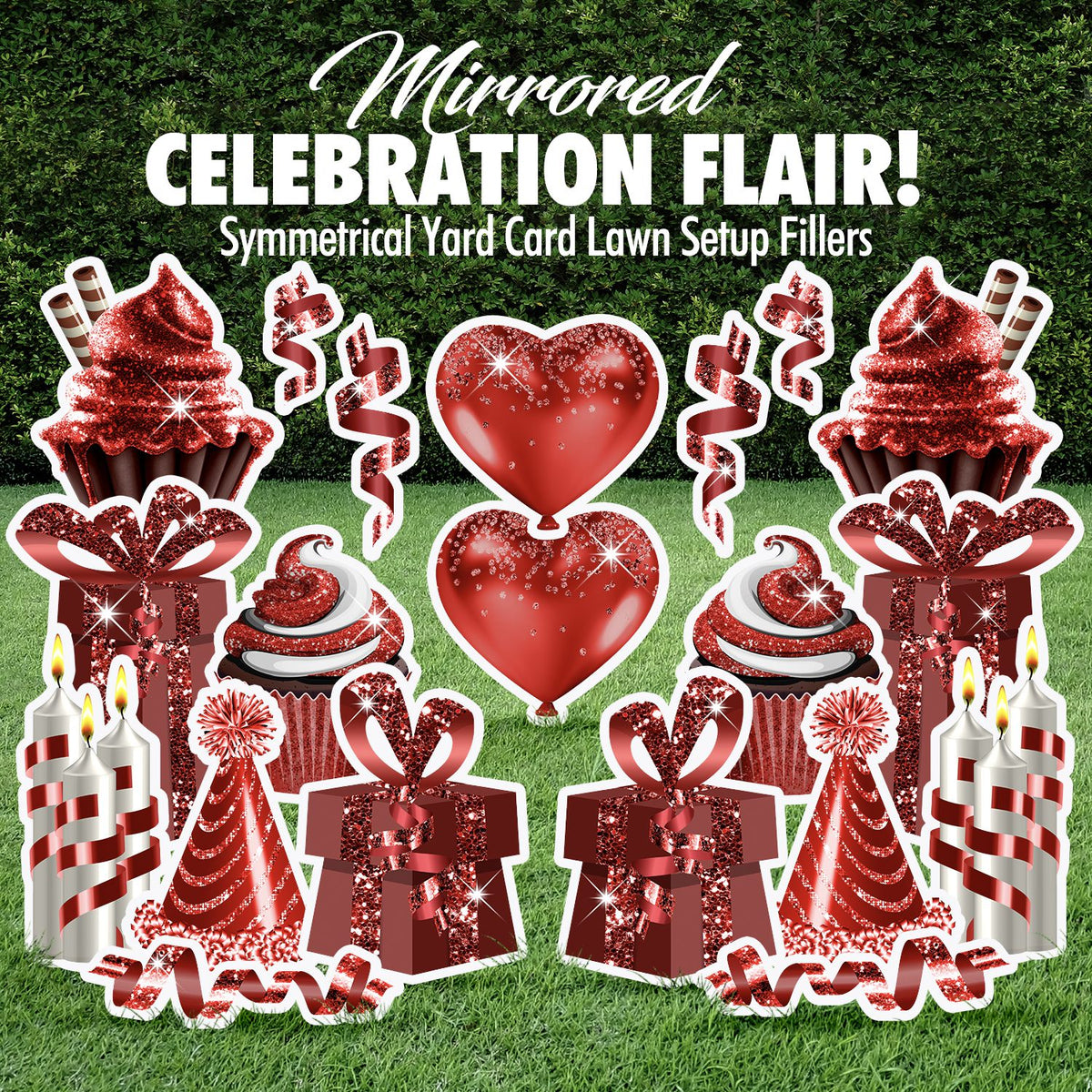 Mirrored Celebration Flair Set - Maroon Glitter