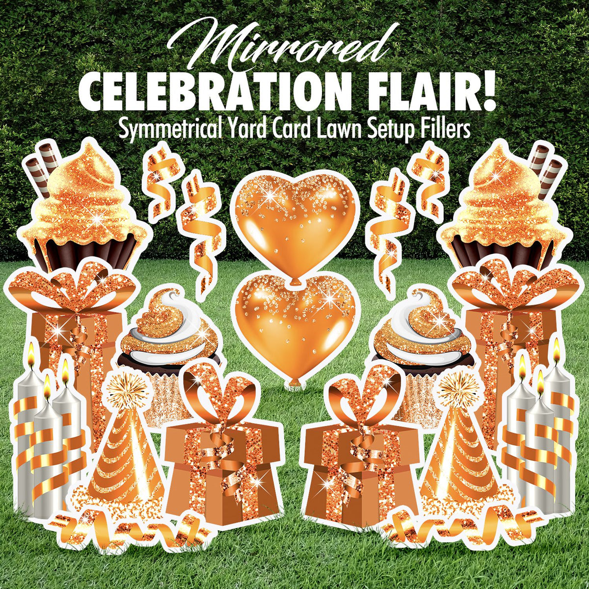 Mirrored Celebration Flair Set - Orange Glitter