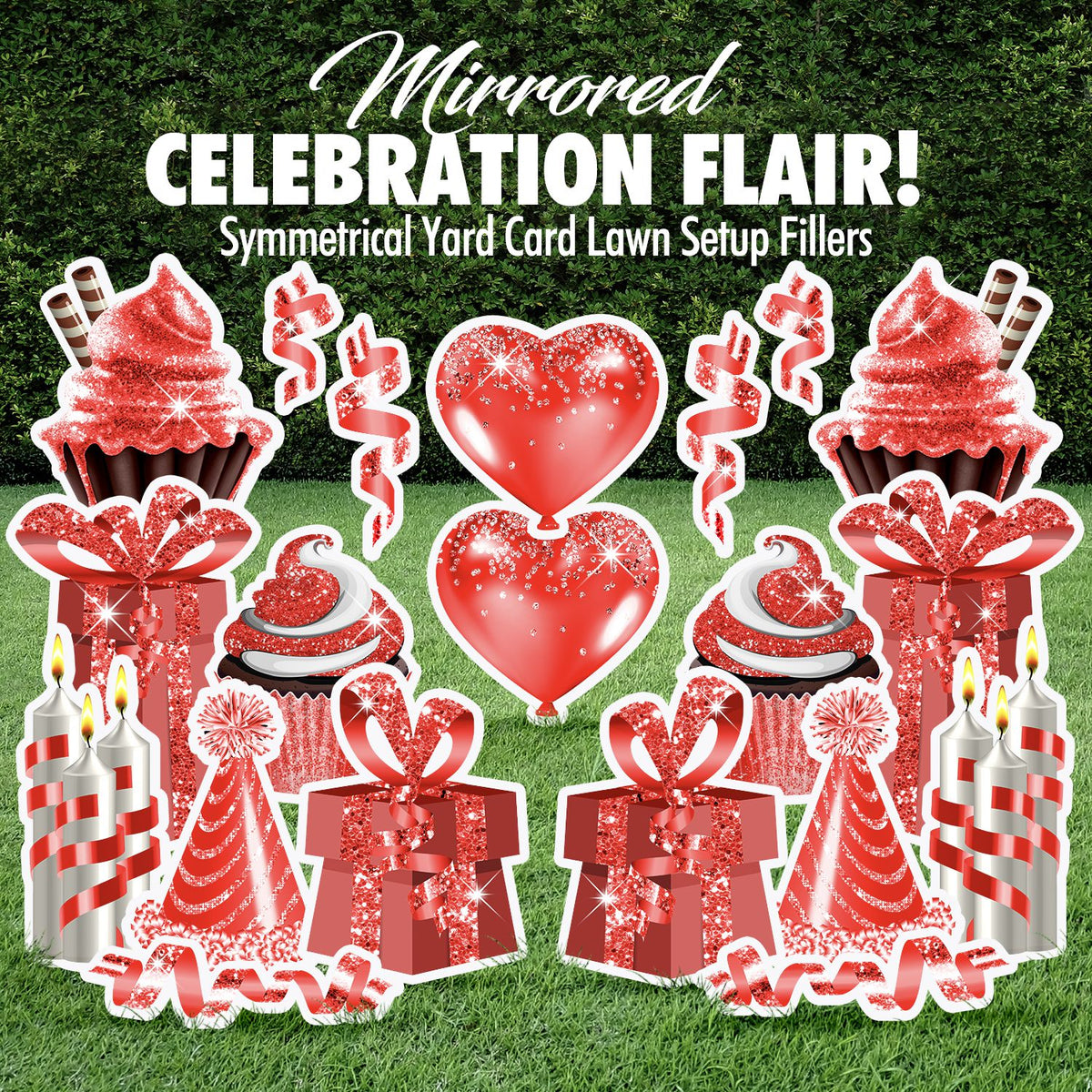 Mirrored Celebration Flair Set - Red Glitter