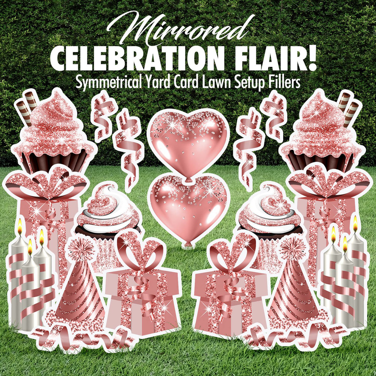 Mirrored Celebration Flair Set - Rose Gold Glitter
