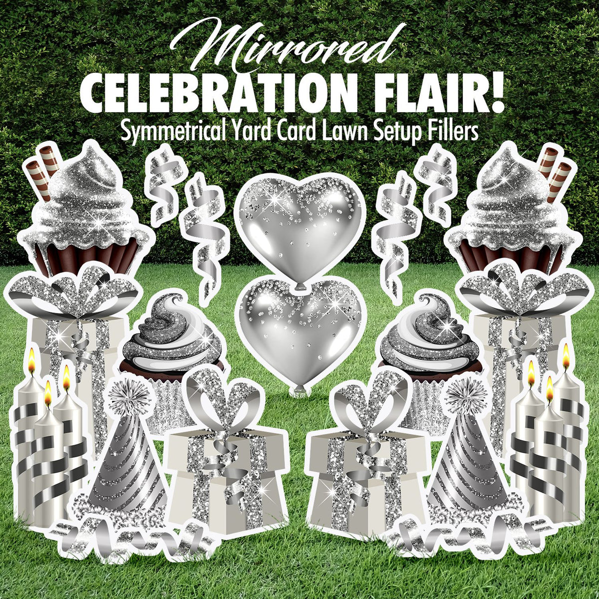 Mirrored Celebration Flair Set - Silver Glitter