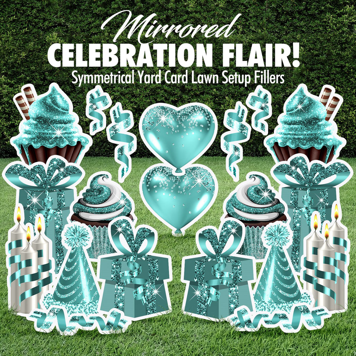 Mirrored Celebration Flair Set - Teal Glitter