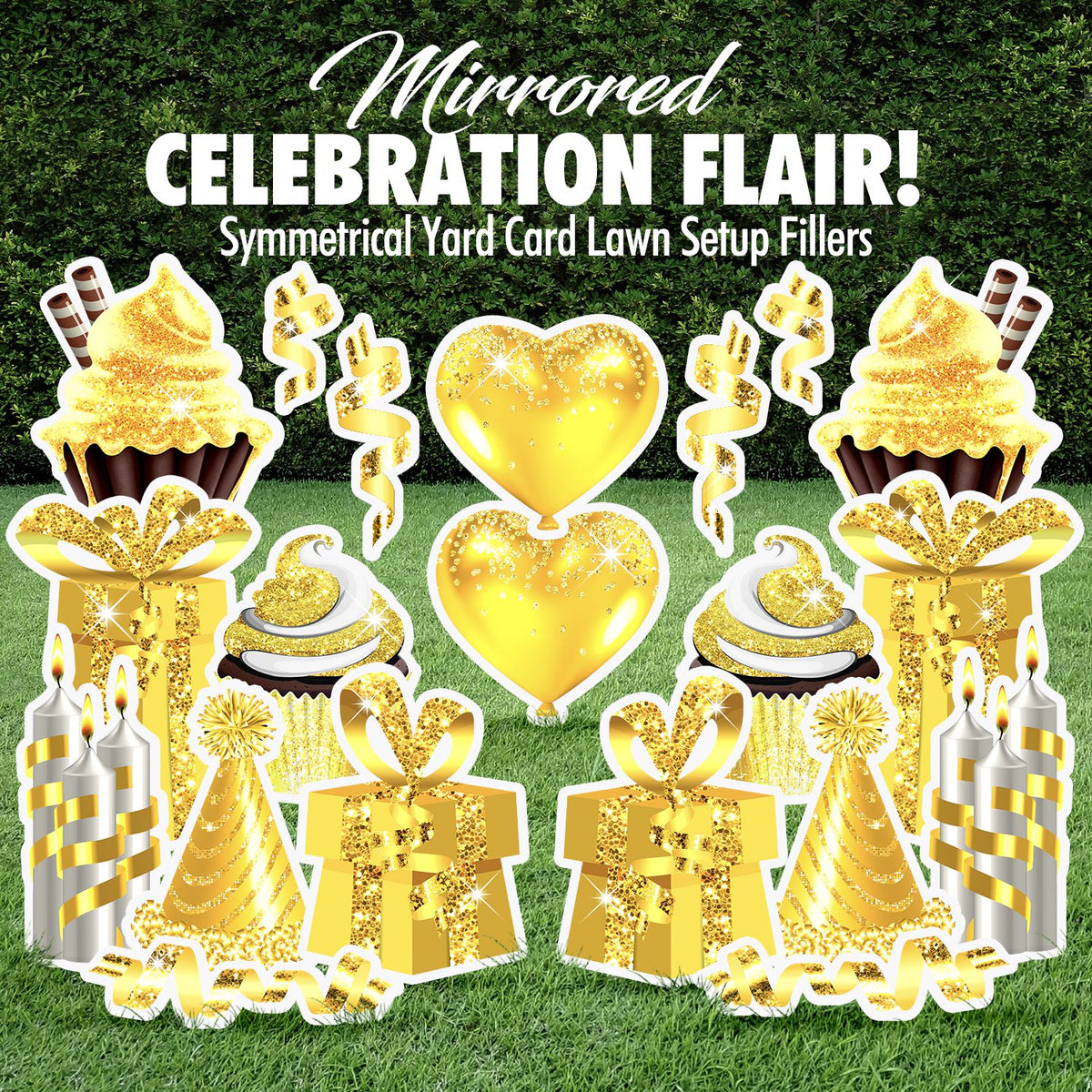 Mirrored Celebration Flair Set - Yellow Glitter