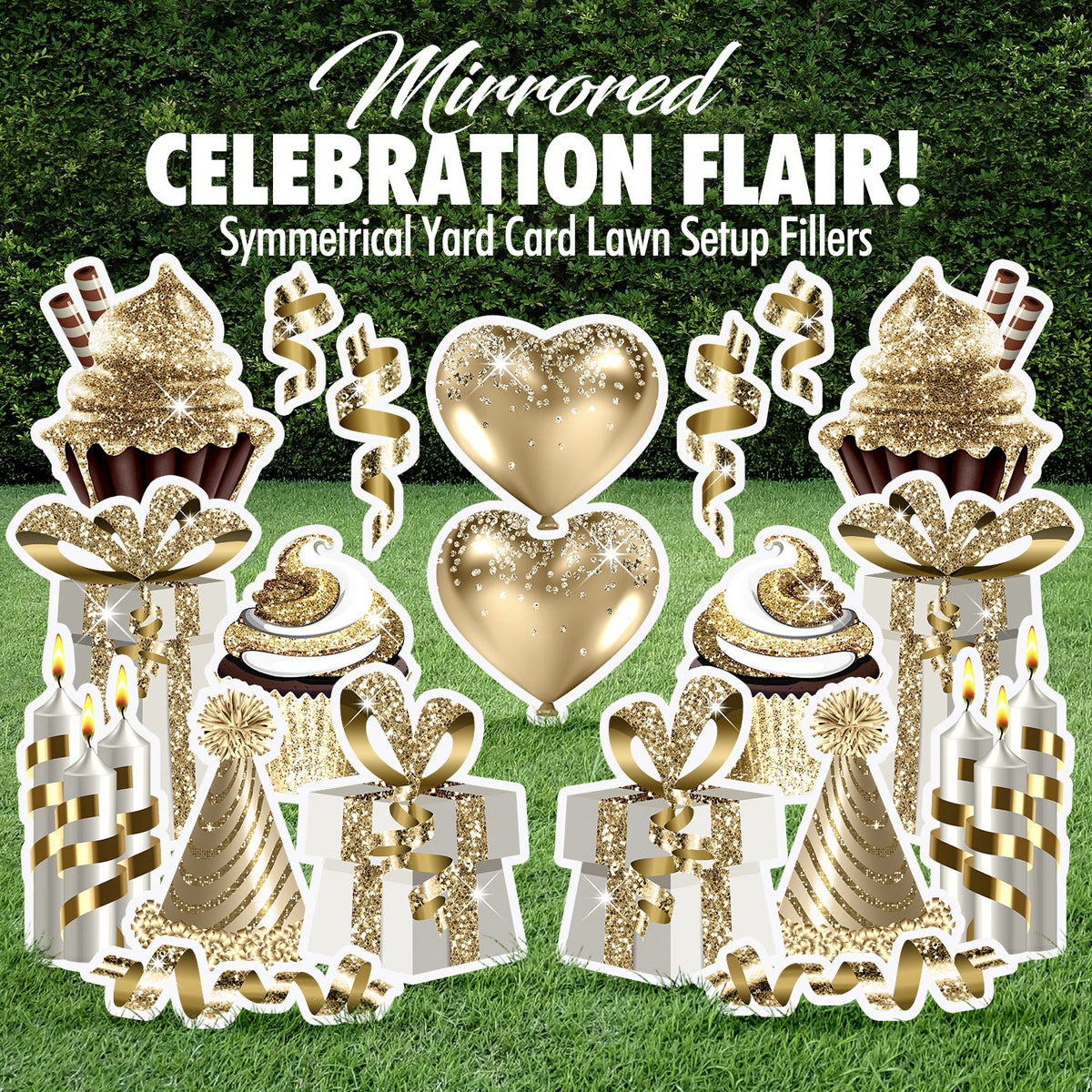 Mirrored Celebration Flair Set - Gold Glitter