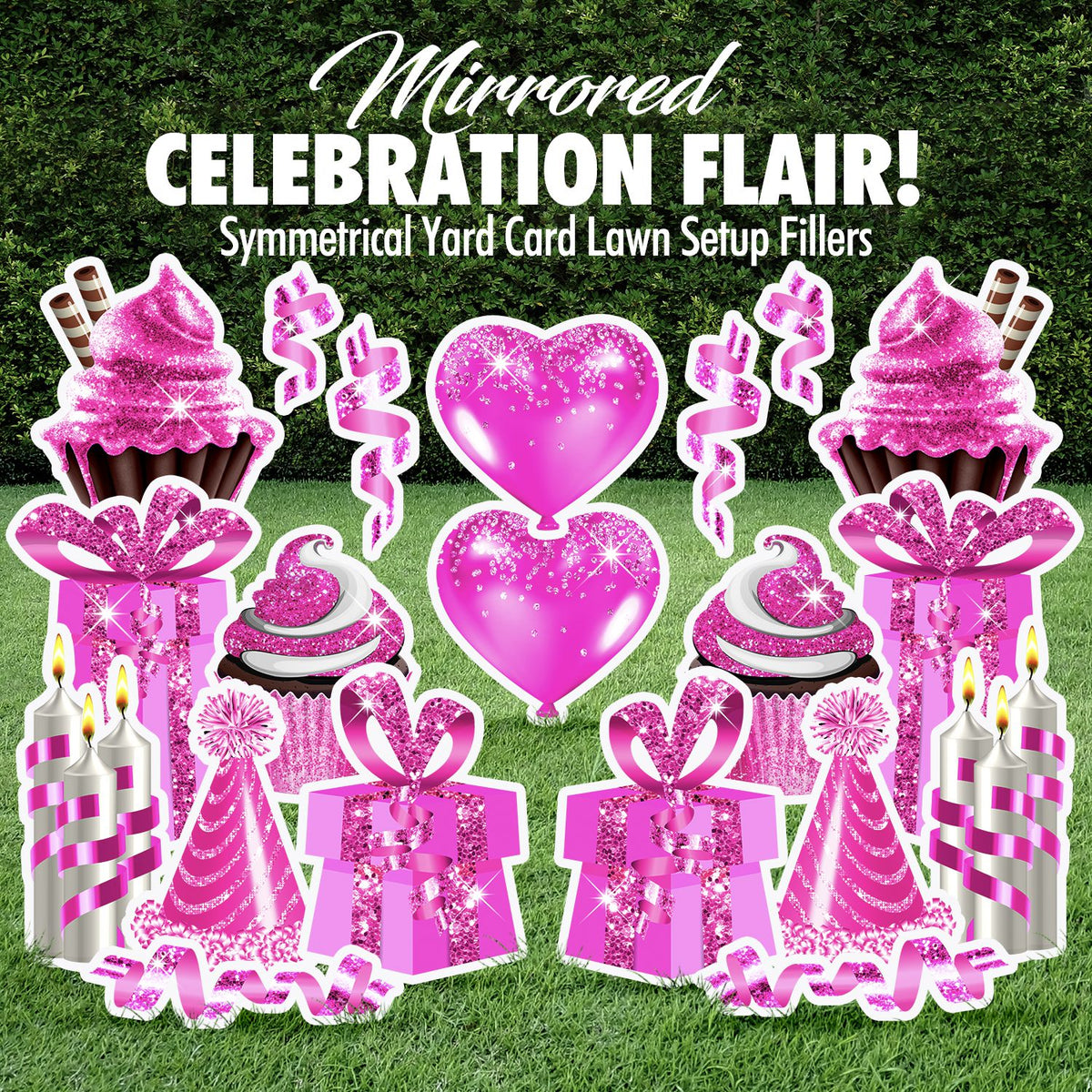 Mirrored Celebration Flair Set - Hot Pink Glitter