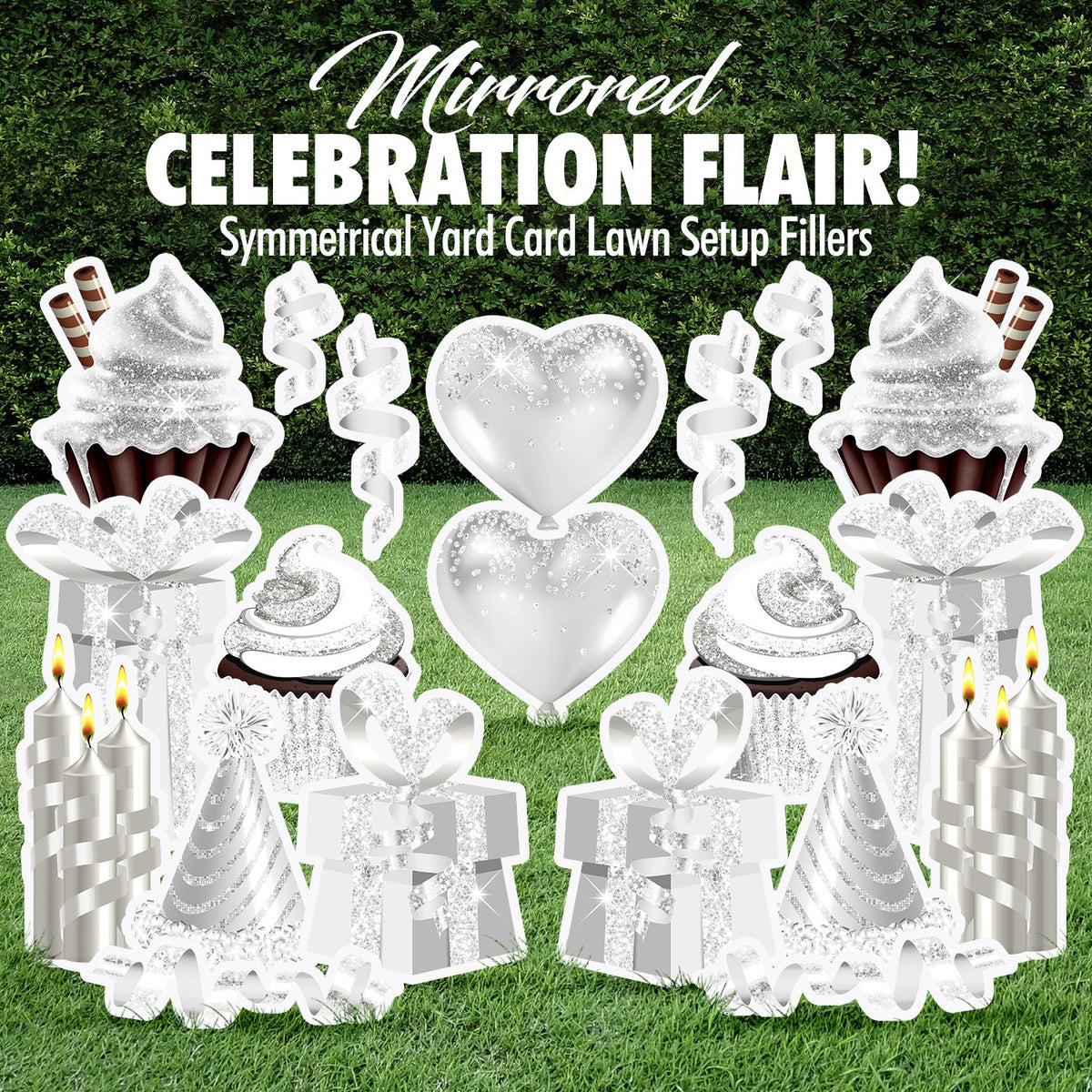 Mirrored Celebration Flair Set - White Glitter