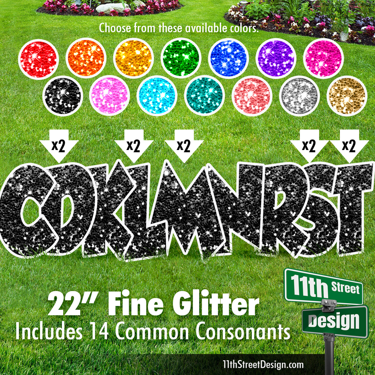 22” Fine Glitter Consonants Set