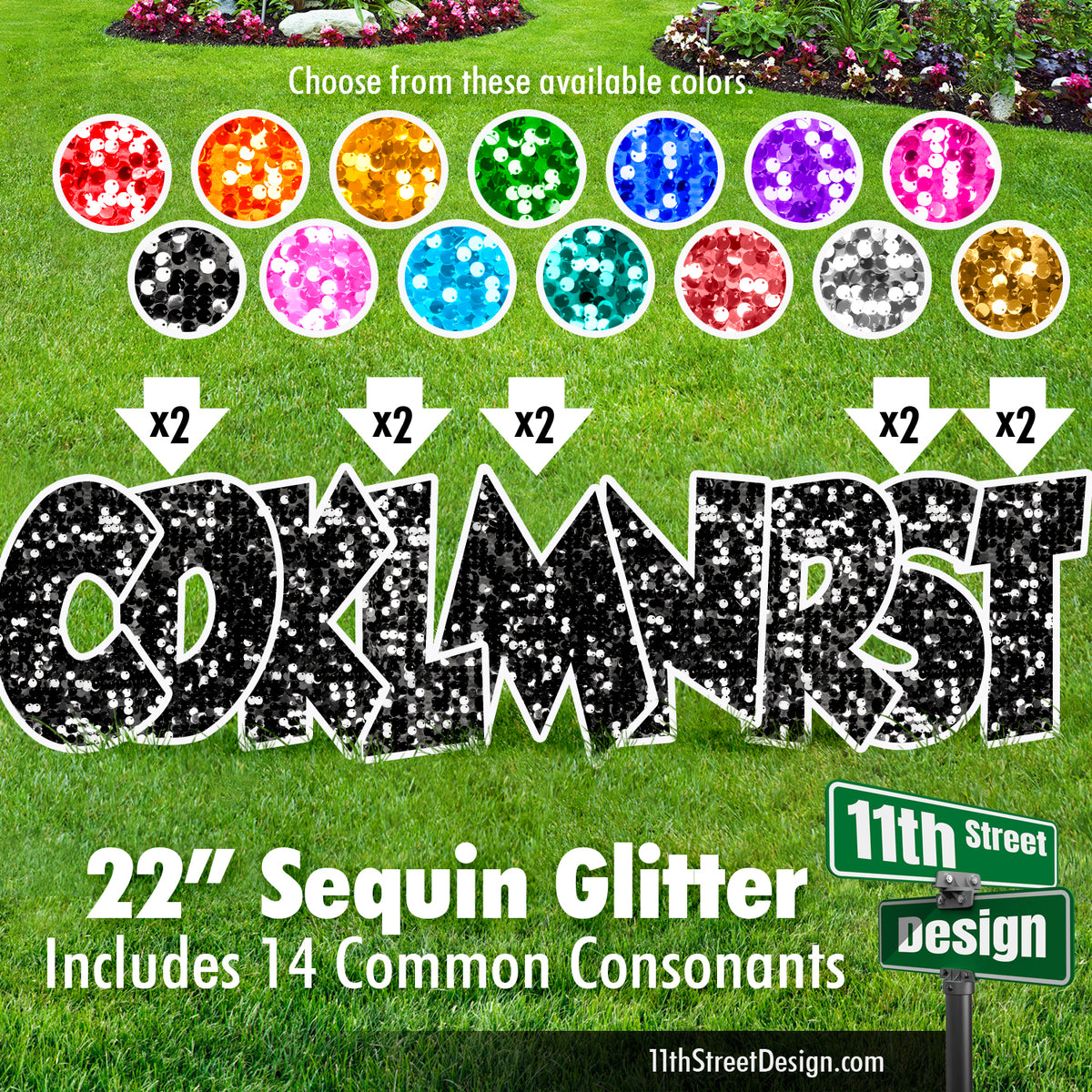 22” Sequin Glitter Consonants Set