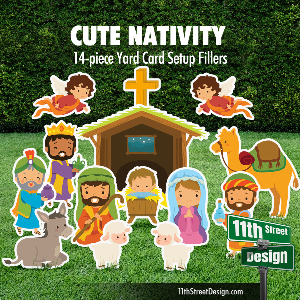 Cute Nativity Scene Christmas Yard Card Set