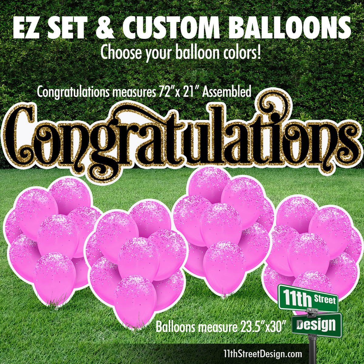 EZ Letter Set - Congratulations &amp; Custom Balloons Set - Yard Card Setup Fillers