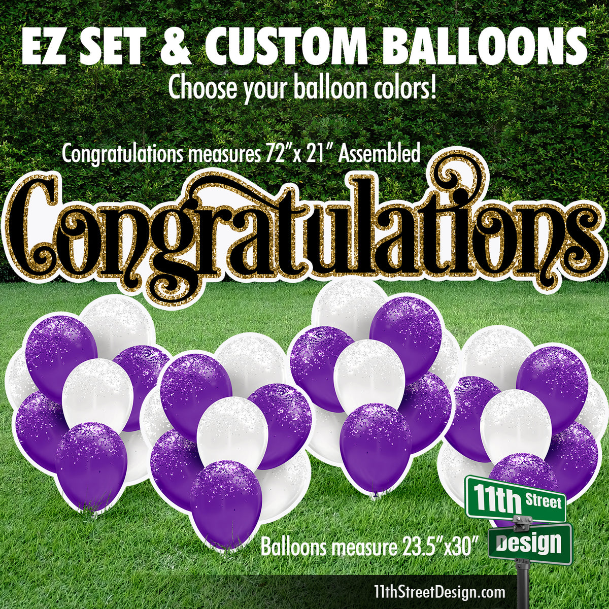 EZ Letter Set - Congratulations &amp; Custom Balloons Set - Yard Card Setup Fillers