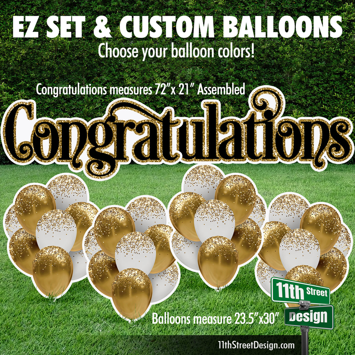 2024 Grad Congrats Custom Color Balloon Bundle - Includes 23.5&quot; Numbers